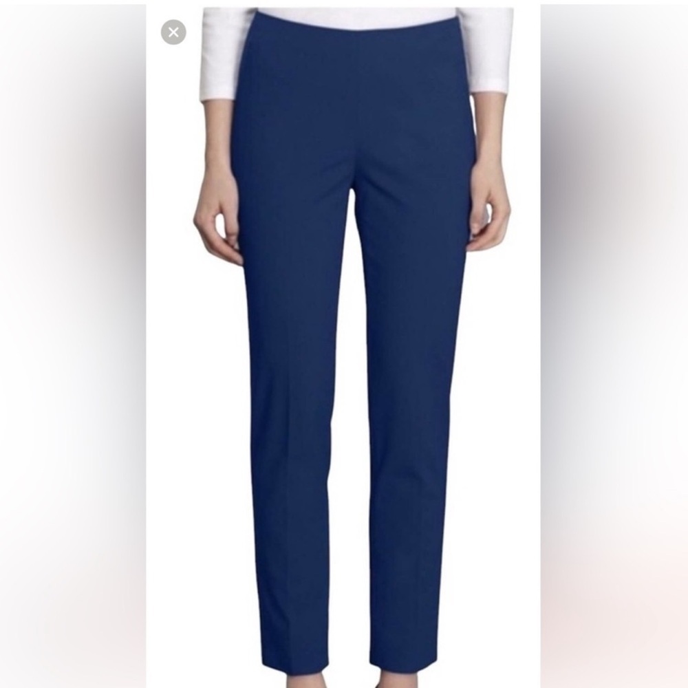 Lafayette 148 New York Astor Wool Pants Slim Straight Blue size 4 Ankle